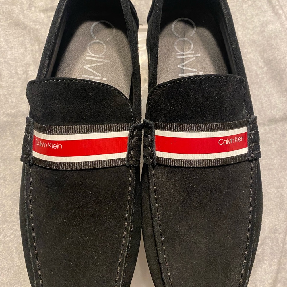 CK Calvin Klein Kashton Calf Suede Leather Black Shoes Loafers Mocassins